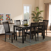 Baxton Studio Erion-Dark Brown-7PC Dining Set Baxton Studio Erion Modern and Contemporary Dark Brown Finished Wood